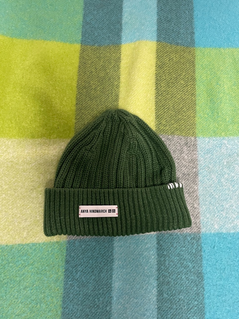 Anya Hindmarch Green Ribbed Knit Beanie